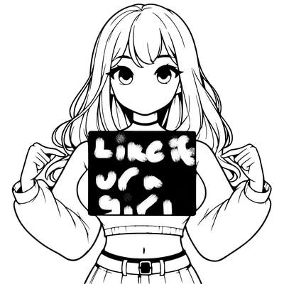 girl holding a blank sign in a long sleeve crop top