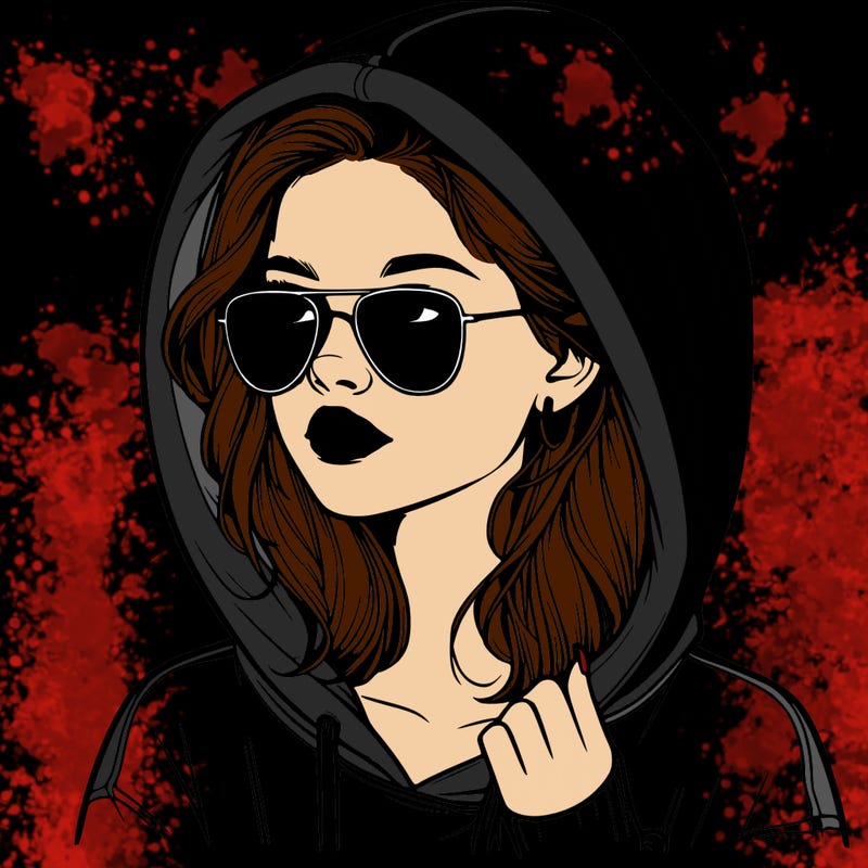 realistic teenage girl, wearing a hoodie and sunglasses
