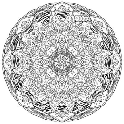 Discover a unique blend of culinary delight and intricate artistry with this crepes mandala coloring page. Perfect for foodies and mandala lovers, this design invites you to unwind and bring vibrant colors to delicious crepes.