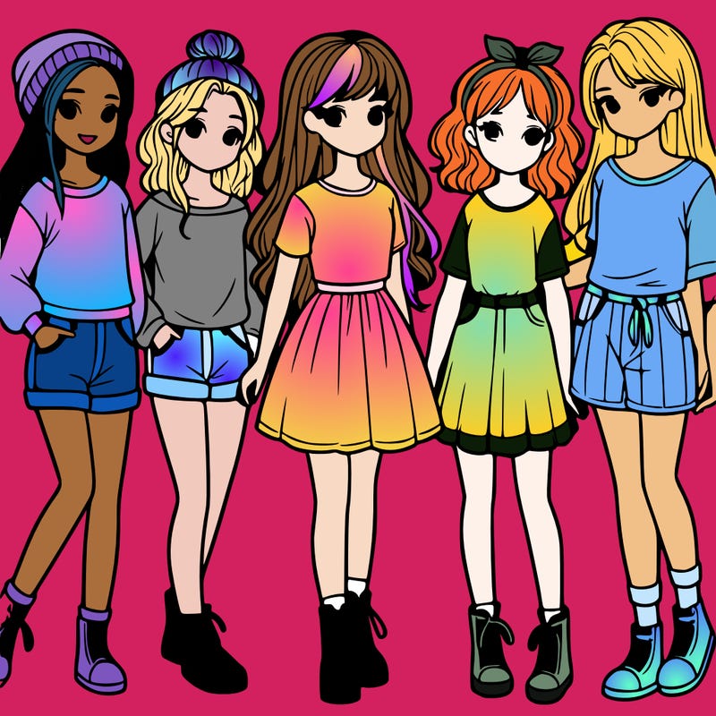 a group of five girls