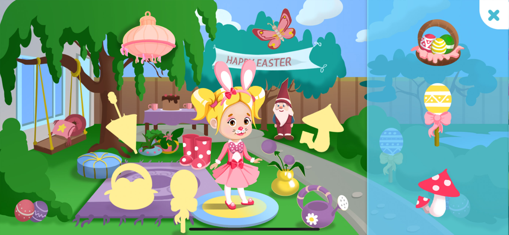Like Nastya Game - Like Nastya character in an Easter themed garden with a shape matching puzzle for kids