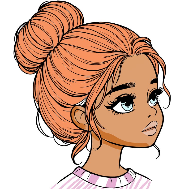 realistic girl with bun