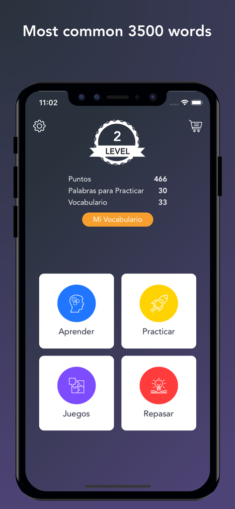 Tobo: Learn English Vocabulary - Main dashboard of the Tobo app showing English learning levels and study categories
