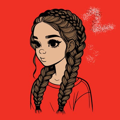 realistic girl with braids