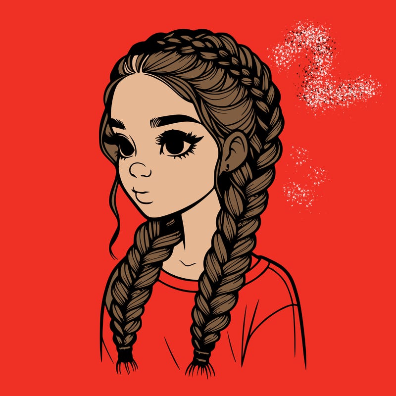 realistic girl with braids