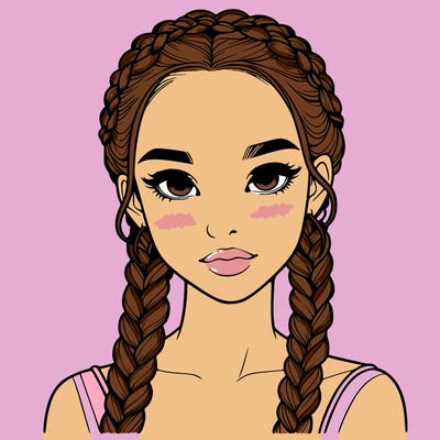 realistic girl with braids