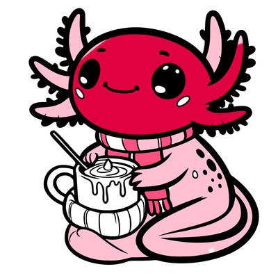 axolotl with hot chocolate