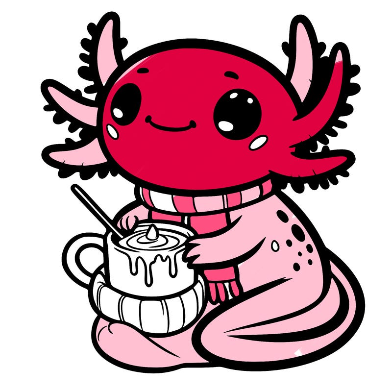 axolotl with hot chocolate