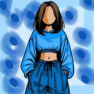 realistic girl faceless with baggy pants and a crop top