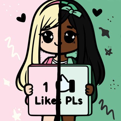 girl holding a sign saying 10 likes pls