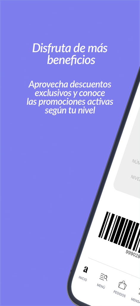 Andrea - Pantalla de la app móvil Andrea que muestra beneficios exclusivos y descuentos de membresía.