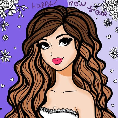 pretty woman with long wavy hair