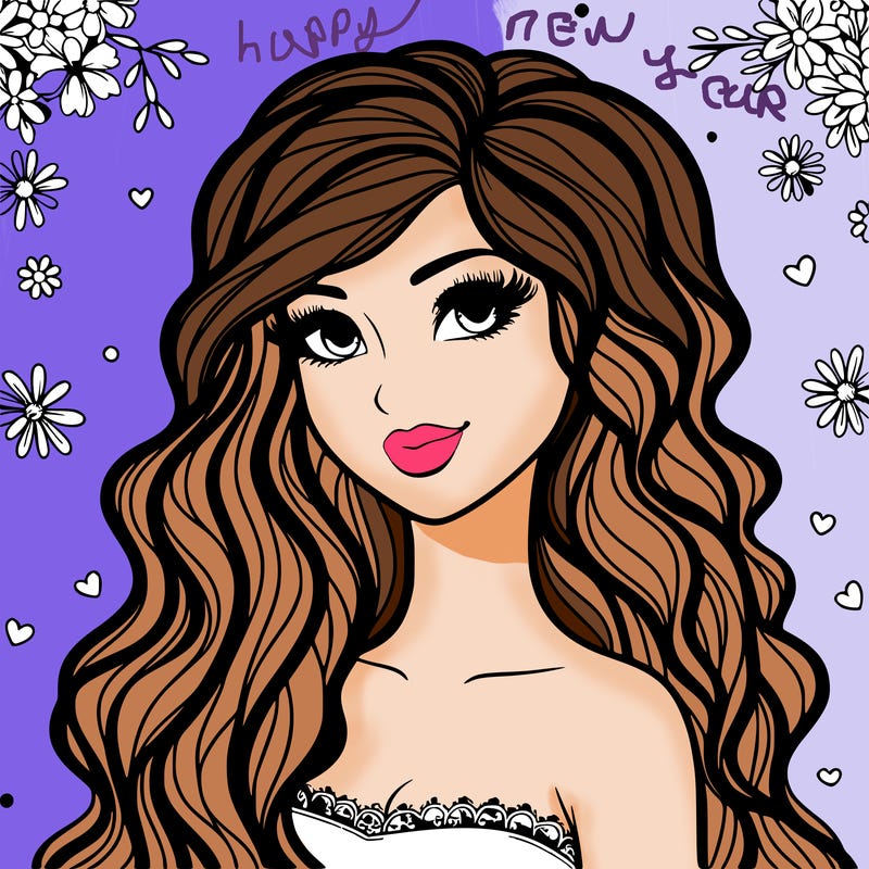 pretty woman with long wavy hair