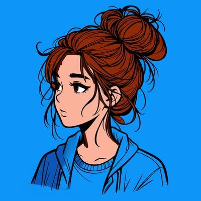 realistic teenage girl with a messy bun