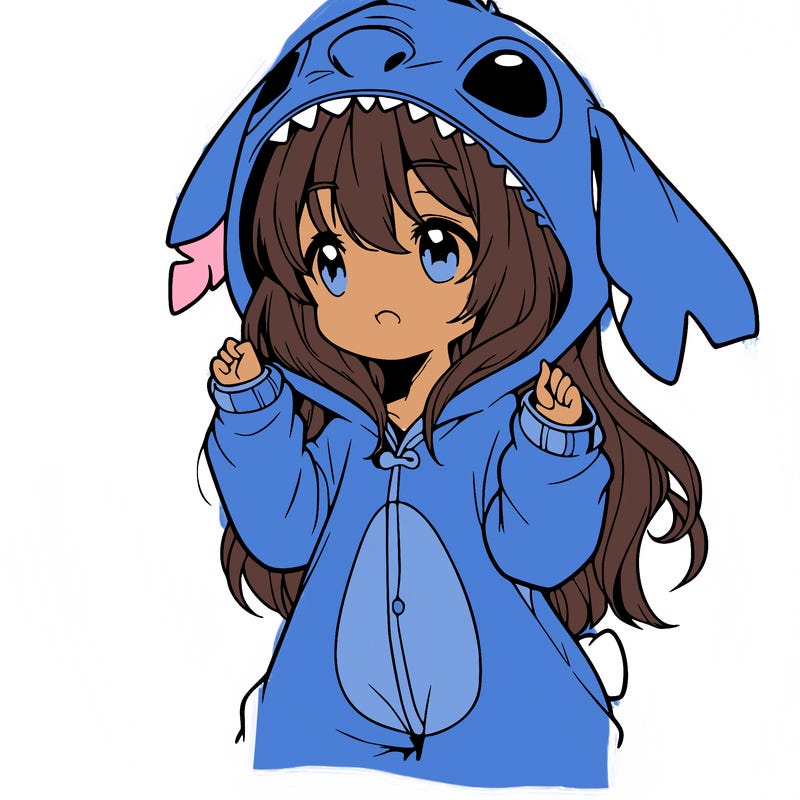 anime girl in a stitch onsie