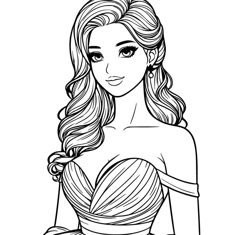 realistic woman in a beautiful dress