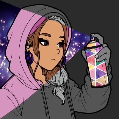 a realistic girl, spray painting