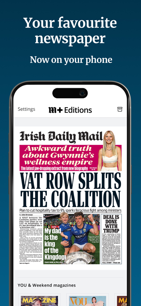 Irish Daily Mail digital newspaper edition displayed on a smartphone screen.