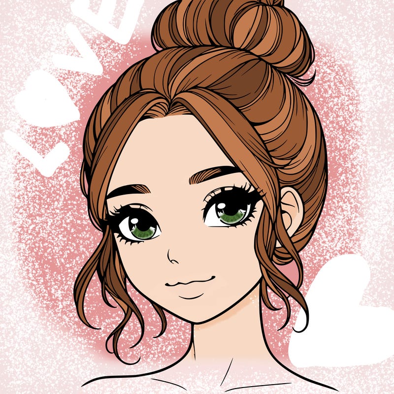 realistic pretty girl with hair in bun