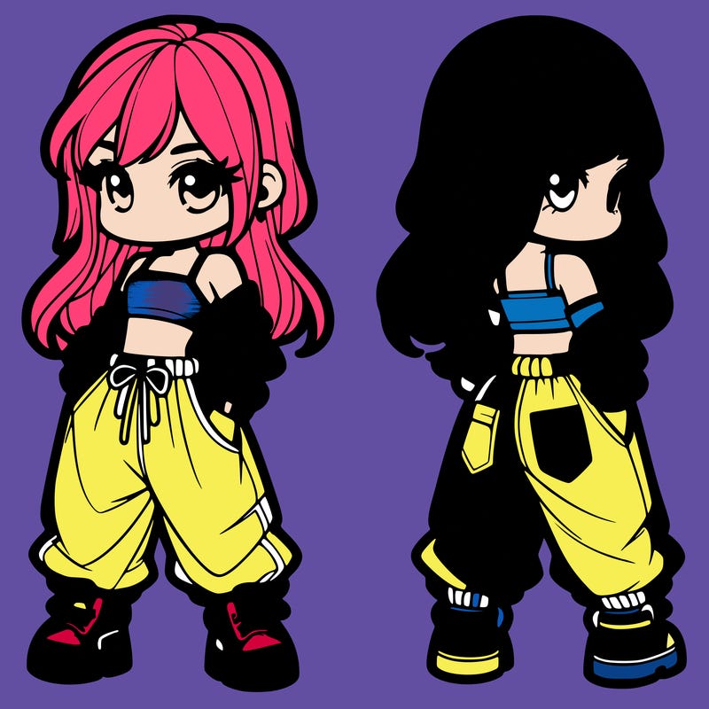 girl in crop top and baggy pants