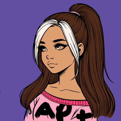 realistic girl with a high ponytail