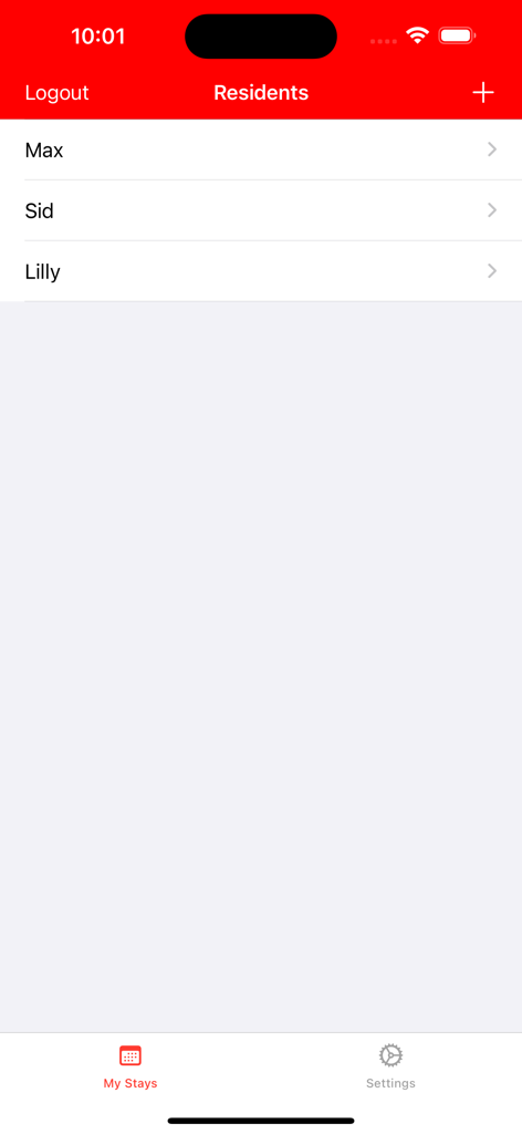 Canada PR Calculator - Un écran montrant une liste de résidents suivis dans l'application Canada PR Calculator