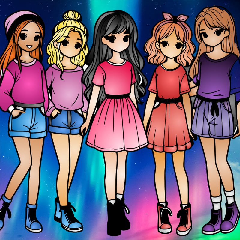 a group of five girls