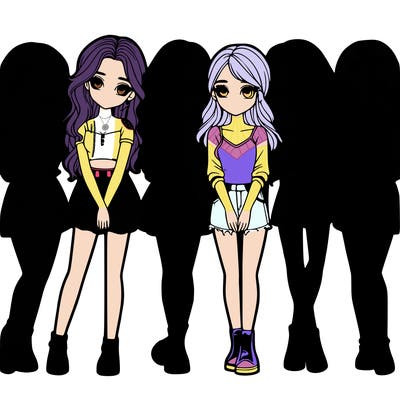 a group of girls realistic