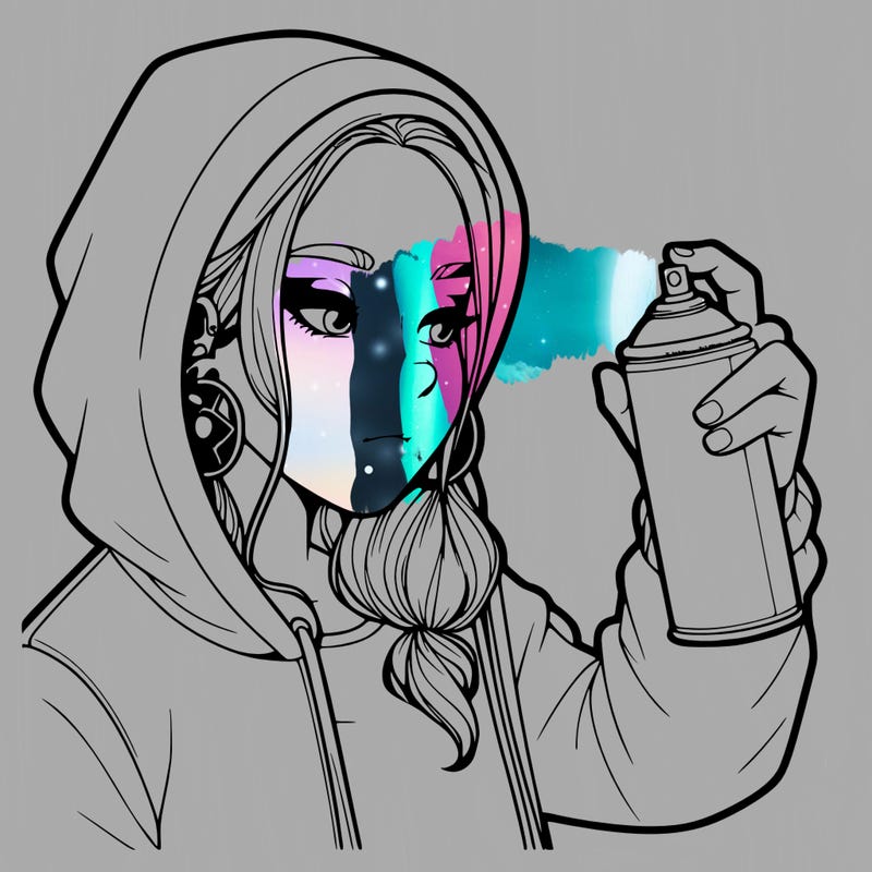 a realistic girl, spray painting