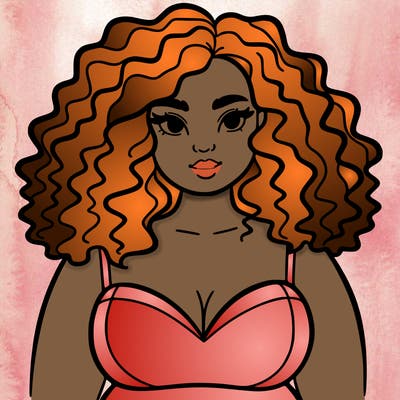 pretty plus sized woman with curly hair