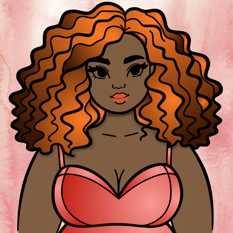 pretty plus sized woman with curly hair