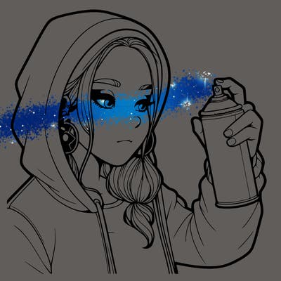 a realistic girl, spray painting