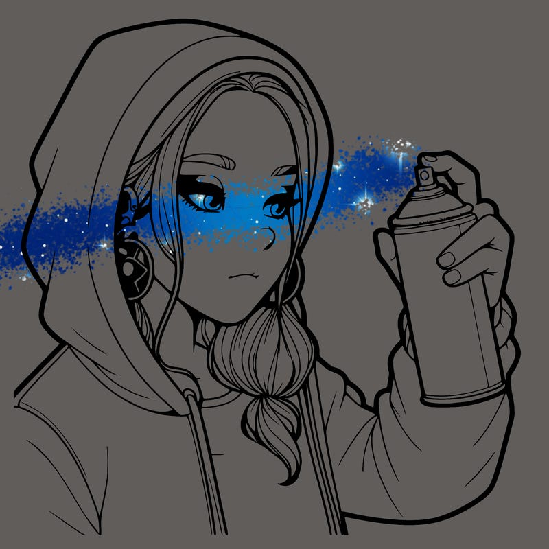 a realistic girl, spray painting