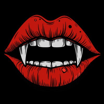 lips with vampire teeth