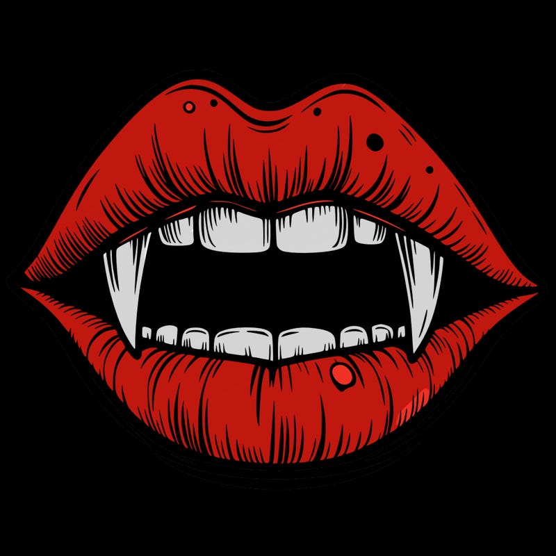 lips with vampire teeth