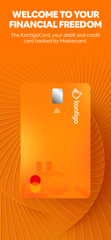 Kontigo Global - Carte de débit et de crédit KontigoCard orange propulsée par Mastercard