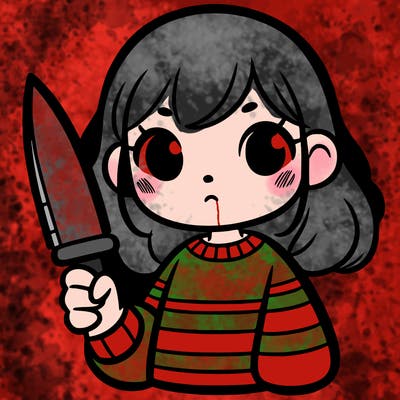 girl holding a knife