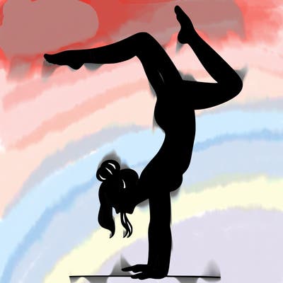 a woman doing a handstand