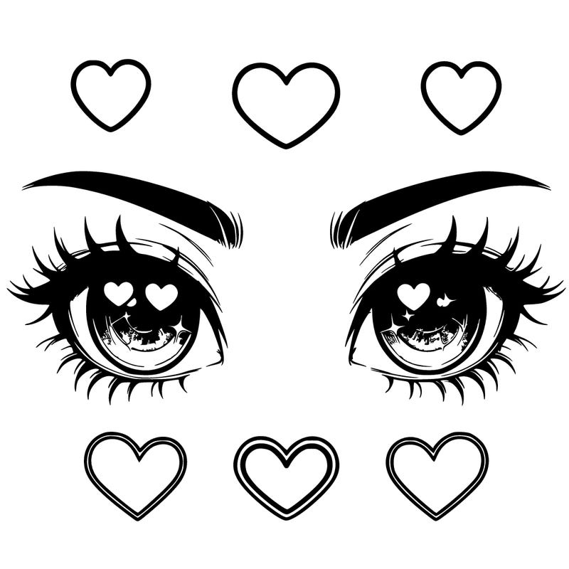 realistic eyes with heart pupils