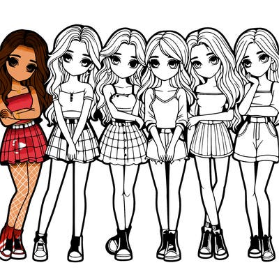 a group of girls realistic