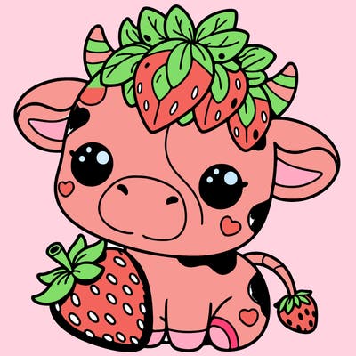 cute strawberry cow