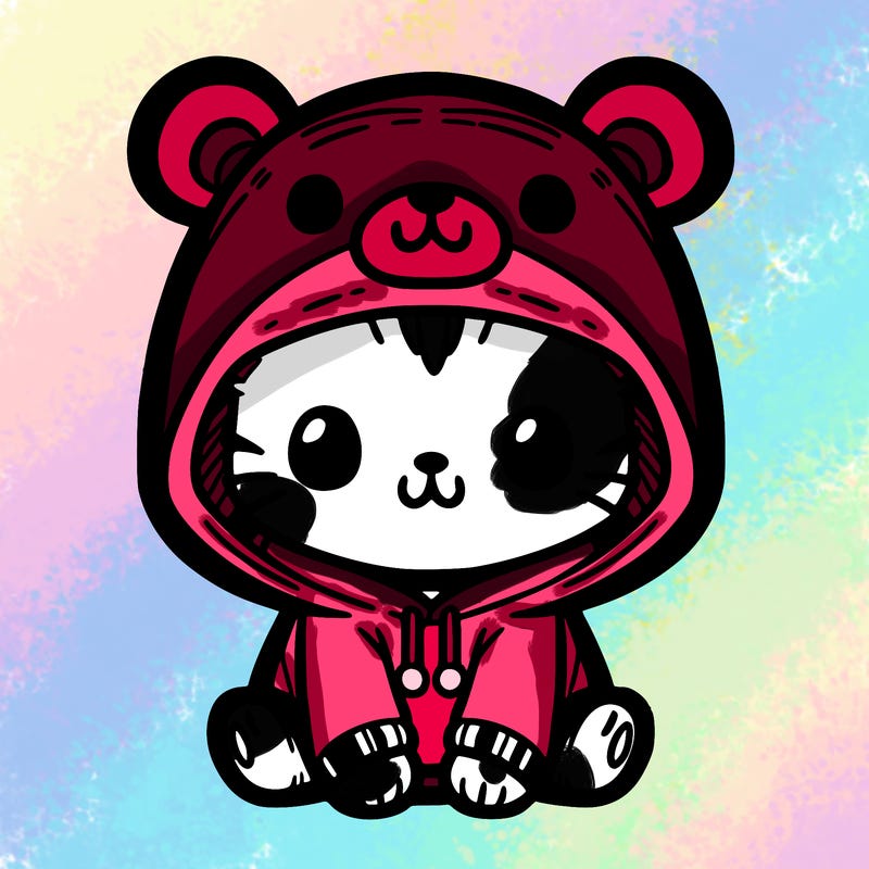 cat with a bear hoodie