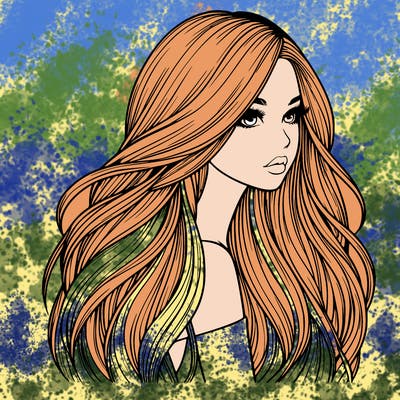 realistic girl with long realistic hair