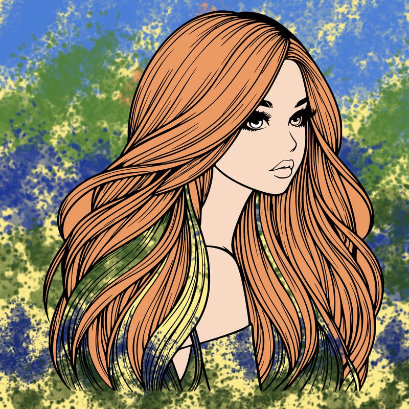 realistic girl with long realistic hair