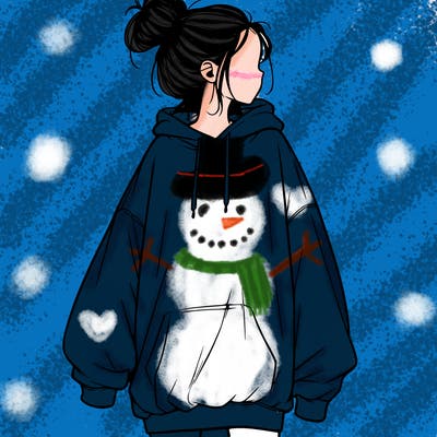 realistic girl with a oversized sweatshirt on and a bun