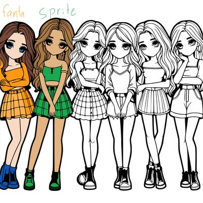 a group of girls realistic