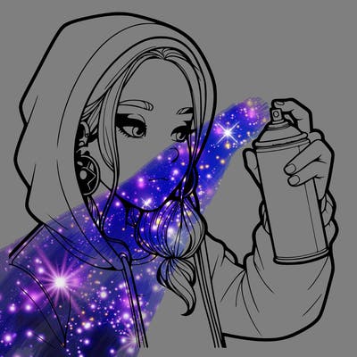 a realistic girl, spray painting