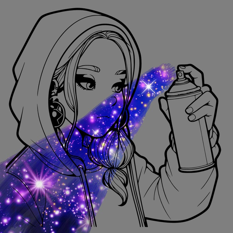 a realistic girl, spray painting