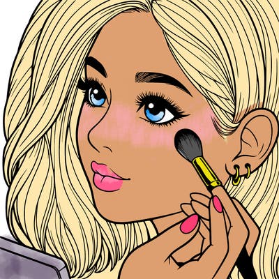 a realistic girl doing her makeup