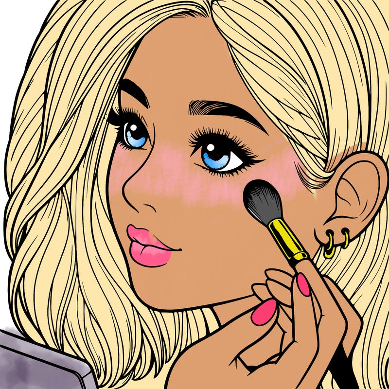 a realistic girl doing her makeup